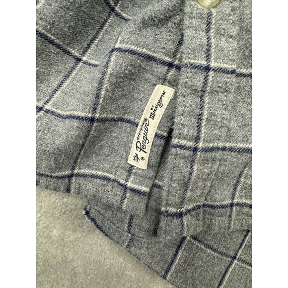 PENGUIN HERITAGE SLIM FIT MENS GREY POCKET FLANNEL BUTTON UP SHIRT - Picture 7 of 8